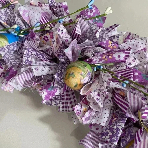 Easter Rag Wreath - 24" - Picture 7 of 11